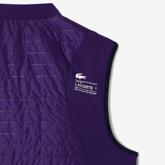 morado azul marino se3 VVL0A386 hombres Lacoste chaleco sport acolchado reversible