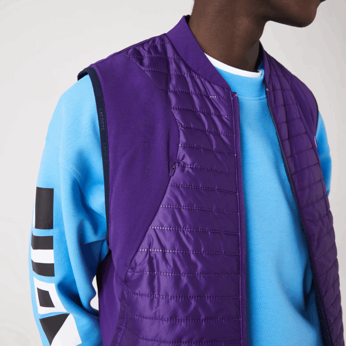 morado azul marino se3 VVL0A386 hombres Lacoste chaleco sport acolchado reversible
