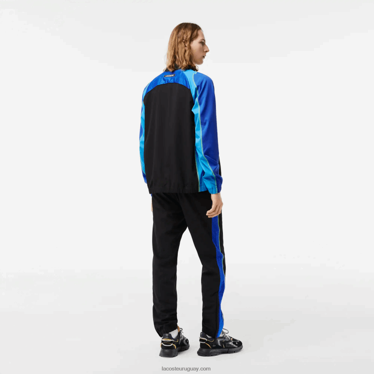 Lacoste hombres jogger de tenis con cuello alto VVL0A28 negro azul amarillo ayf