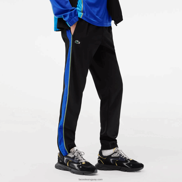 Lacoste hombres jogger de tenis con cuello alto VVL0A28 negro azul amarillo ayf