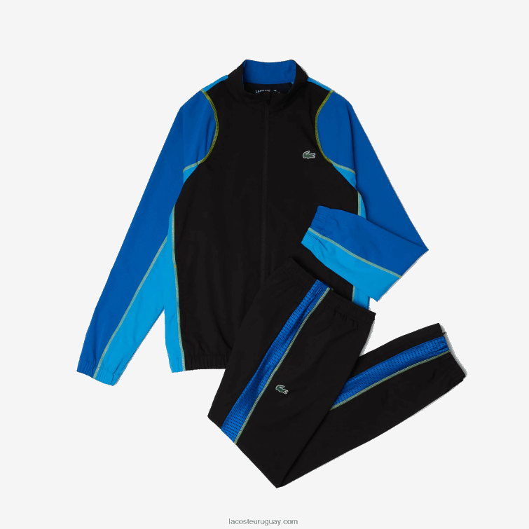 Lacoste hombres jogger de tenis con cuello alto VVL0A28 negro azul amarillo ayf