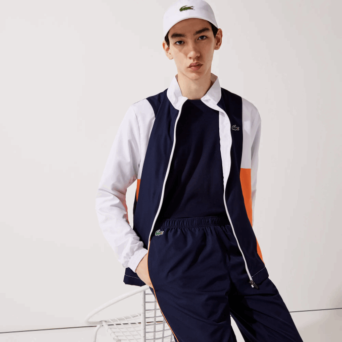 blanco naranja azul marino 8ty VVL0A1156 hombres Lacoste chándal deportivo con bloques de colores