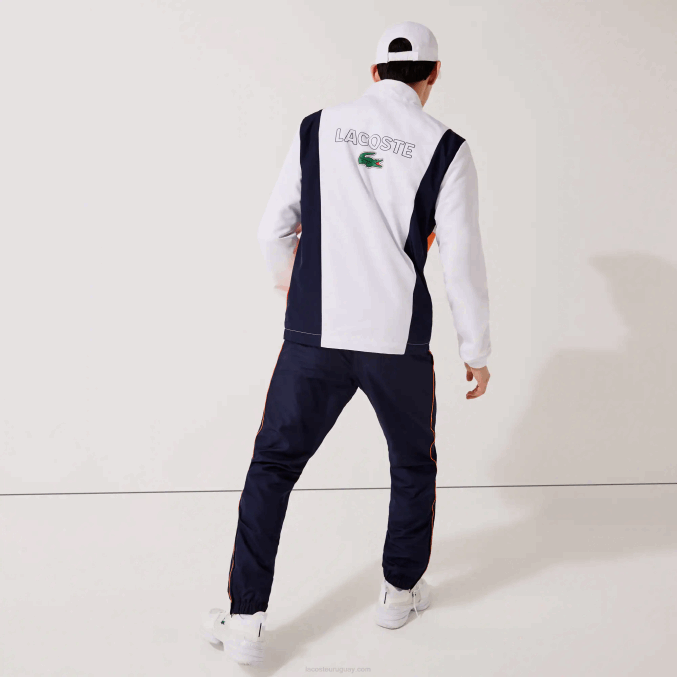 blanco naranja azul marino 8ty VVL0A1156 hombres Lacoste chándal deportivo con bloques de colores