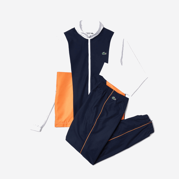 blanco naranja azul marino 8ty VVL0A1156 hombres Lacoste chándal deportivo con bloques de colores