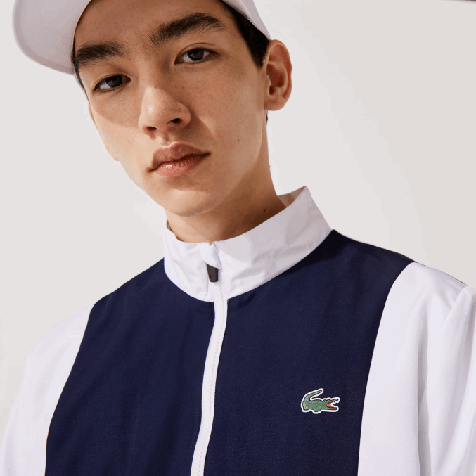 blanco naranja azul marino 8ty VVL0A1156 hombres Lacoste chándal deportivo con bloques de colores
