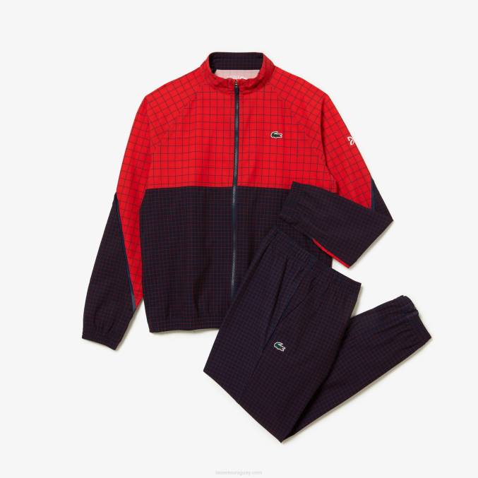 bqs rojo azul marino VVL0A268 hombres Lacoste conjunto jogger tennis x novak djokovic
