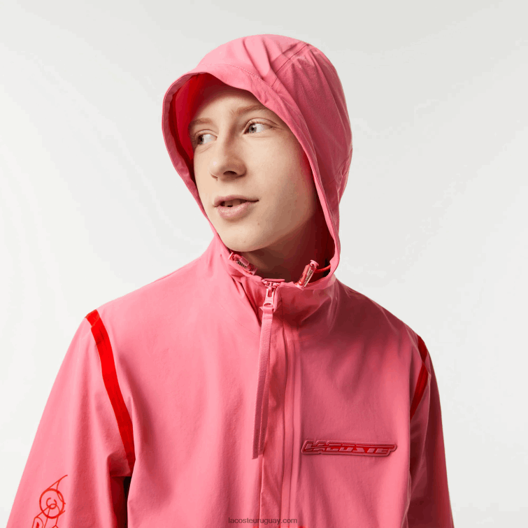 Lacoste hombres chamarra corta de poliamida reciclada VVL0A9 rosa 2r3