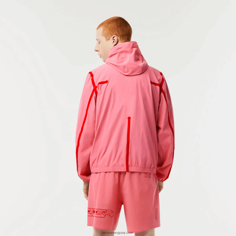 Lacoste hombres chamarra corta de poliamida reciclada VVL0A9 rosa 2r3