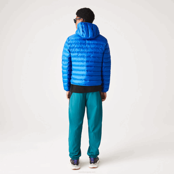 azul k1q VVL0A1264 hombres Lacoste chamarra capitonada con capucha