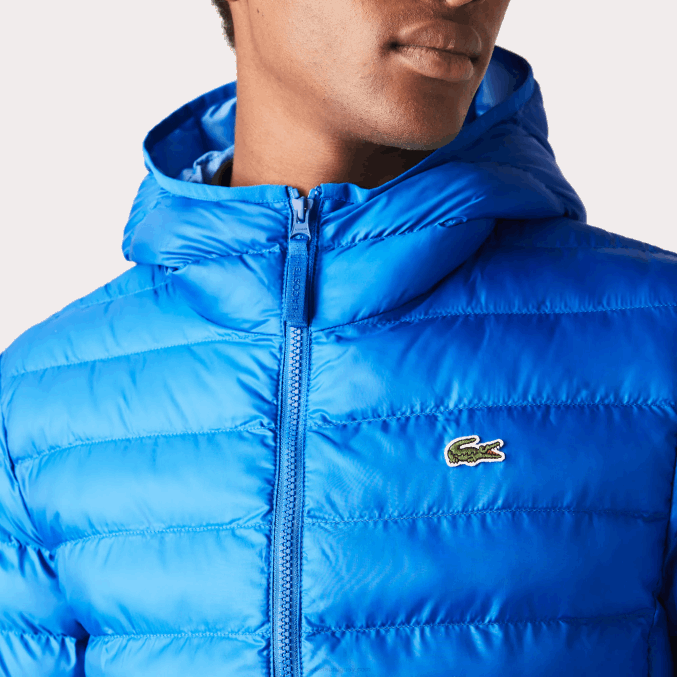 azul k1q VVL0A1264 hombres Lacoste chamarra capitonada con capucha