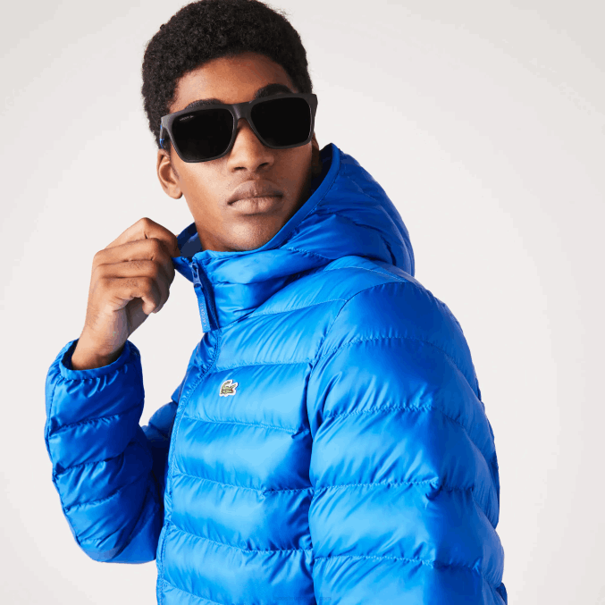 azul k1q VVL0A1264 hombres Lacoste chamarra capitonada con capucha