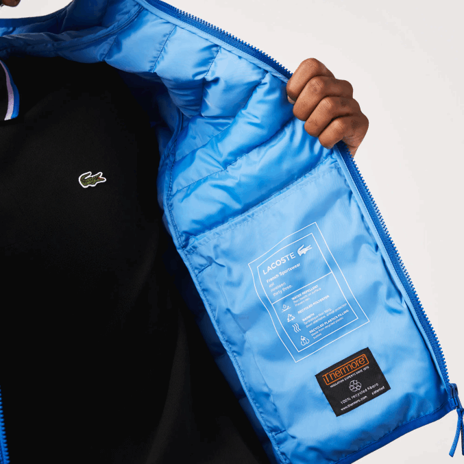 azul k1q VVL0A1264 hombres Lacoste chamarra capitonada con capucha