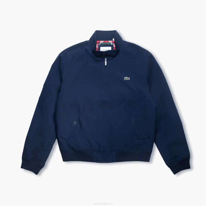azul marino 166 VVL0A405 hombres Lacoste chamarra de sarga ligera repelente al agua