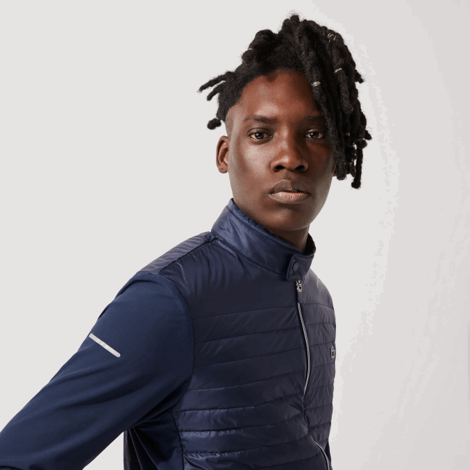 azul marino 5fs VVL0A1302 hombres Lacoste chamarra de golf acolchada resistente al agua, ligera y deportiva