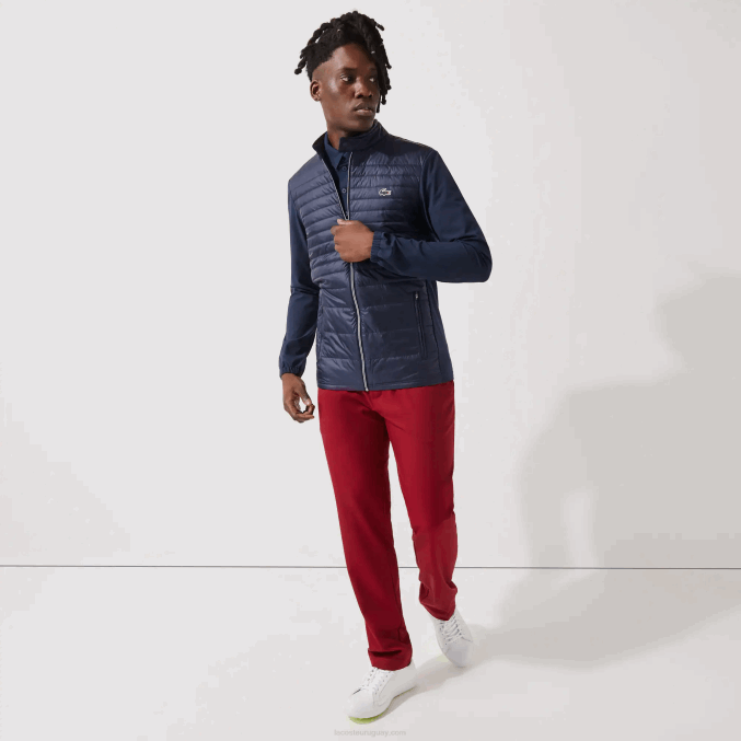 azul marino 5fs VVL0A1302 hombres Lacoste chamarra de golf acolchada resistente al agua, ligera y deportiva