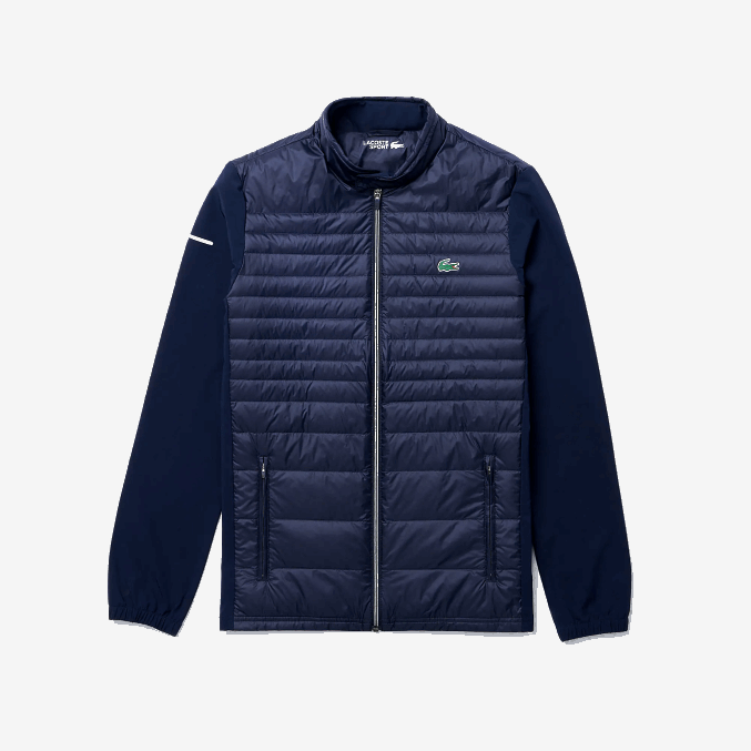azul marino 5fs VVL0A1302 hombres Lacoste chamarra de golf acolchada resistente al agua, ligera y deportiva