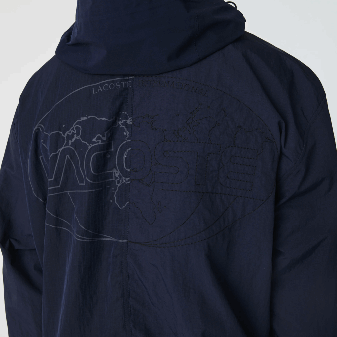 azul marino 5fs VVL0A1315 hombres Lacoste chamarra con cremallera y bloques de colores con logo gráfico en vivo