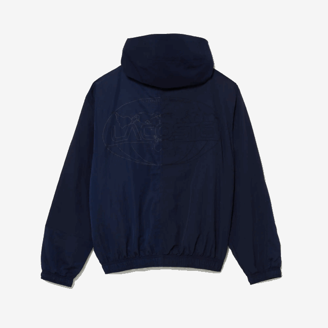 azul marino 5fs VVL0A1315 hombres Lacoste chamarra con cremallera y bloques de colores con logo gráfico en vivo
