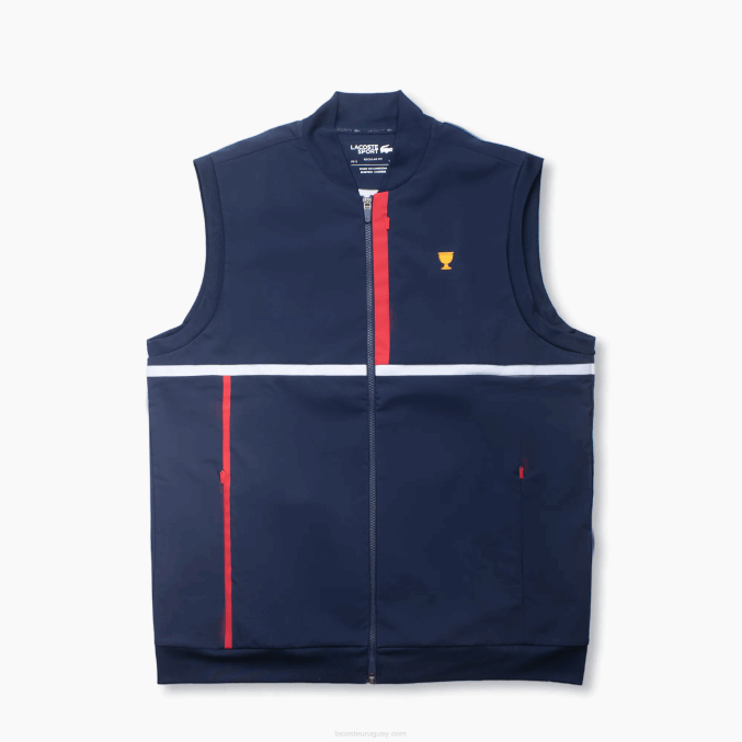 azul marino rojo blanco db3 VVL0A1311 hombres Lacoste chamarra deportiva con banda en contraste