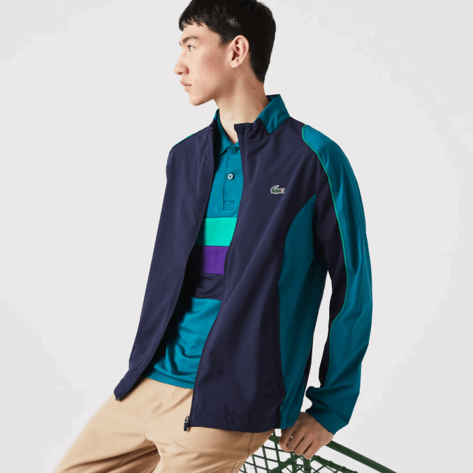 azul marino verde 6h2 VVL0A1277 hombres Lacoste chamarra de golf plegable deportiva