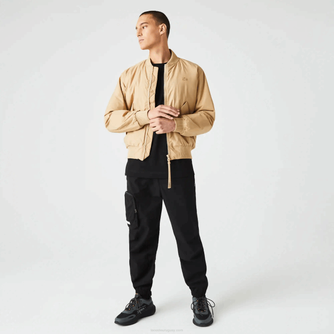 beige 02s VVL0A1243 hombres Lacoste chaqueta bomber acolchada con aislamiento
