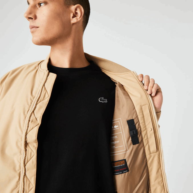 beige 02s VVL0A1243 hombres Lacoste chaqueta bomber acolchada con aislamiento