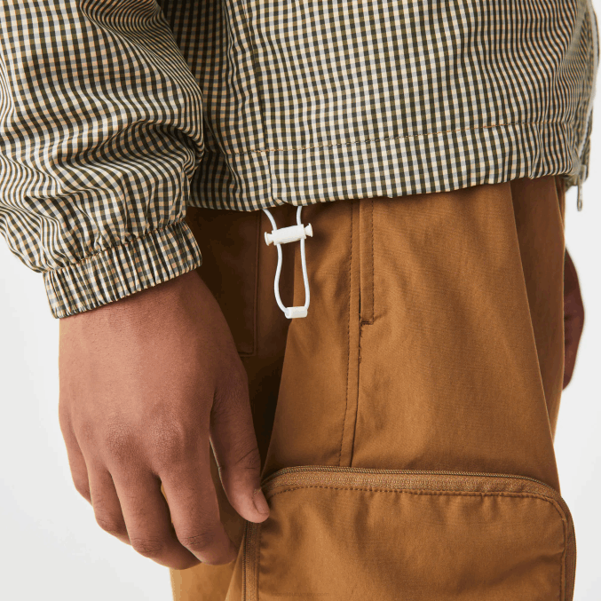 beige marino blanco caqui verde 87e VVL0A1232 hombres Lacoste chamarra de sarga a cuadros con capucha