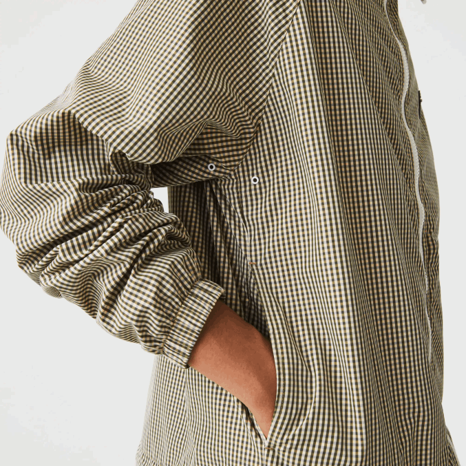 beige marino blanco caqui verde 87e VVL0A1232 hombres Lacoste chamarra de sarga a cuadros con capucha