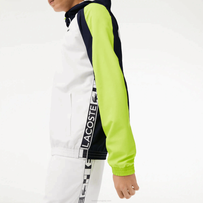 blanco azul marino amarillo 6f5 VVL0A1274 hombres Lacoste chamarra de tenis sport con bloques de color