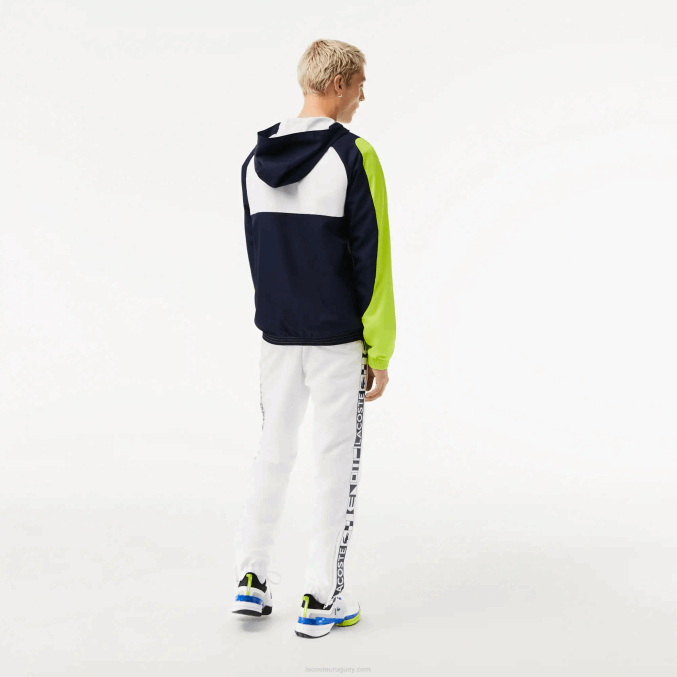 blanco azul marino amarillo 6f5 VVL0A1274 hombres Lacoste chamarra de tenis sport con bloques de color