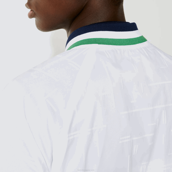 blanco azul marino blanco verde gqe VVL0A1321 hombres Lacoste chamarra deportiva ligera resistente al agua