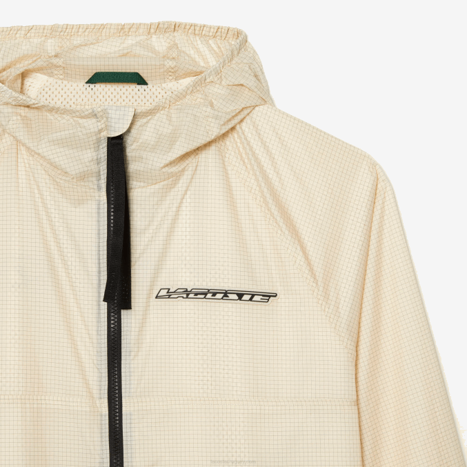blanco negro aj8 VVL0A382 hombres Lacoste chamarra corta con cremallera y capucha