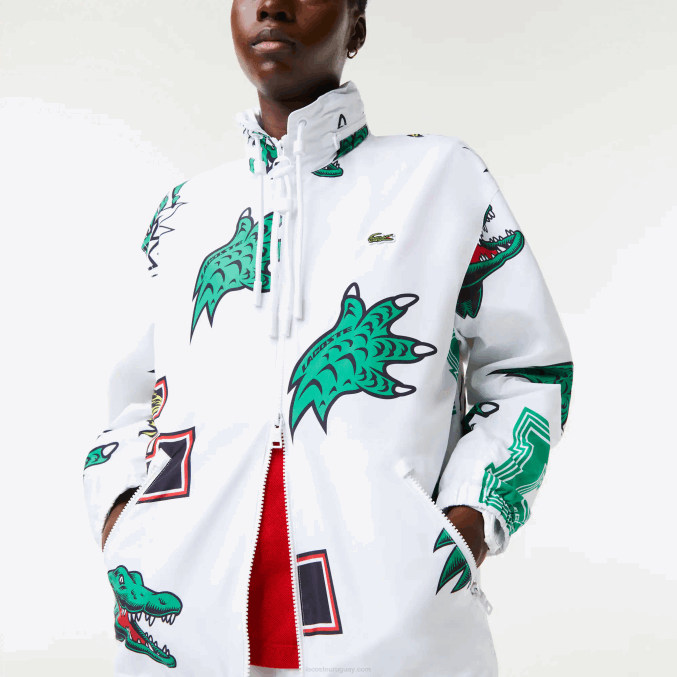 blanco sbh VVL0A1245 hombres Lacoste chaqueta de tafetán repelente al agua