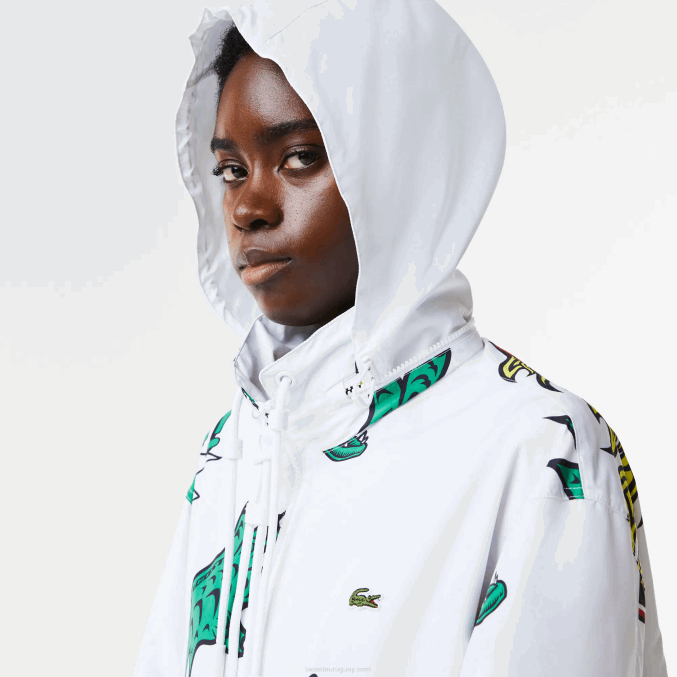 blanco sbh VVL0A1245 hombres Lacoste chaqueta de tafetán repelente al agua