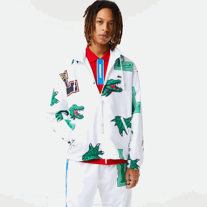 blanco sbh VVL0A1245 hombres Lacoste chaqueta de tafetán repelente al agua