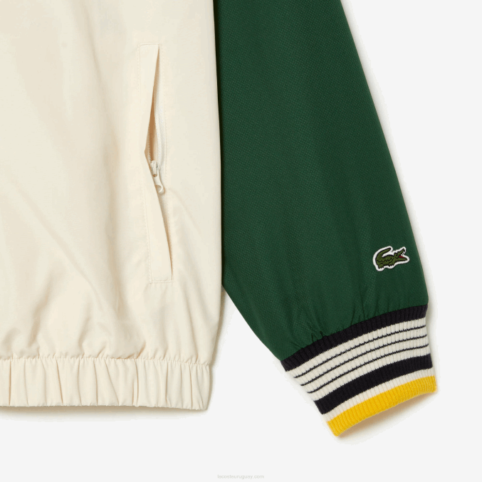 blanco verde pt2 VVL0A391 hombres Lacoste chaqueta deportiva de poliéster reciclado