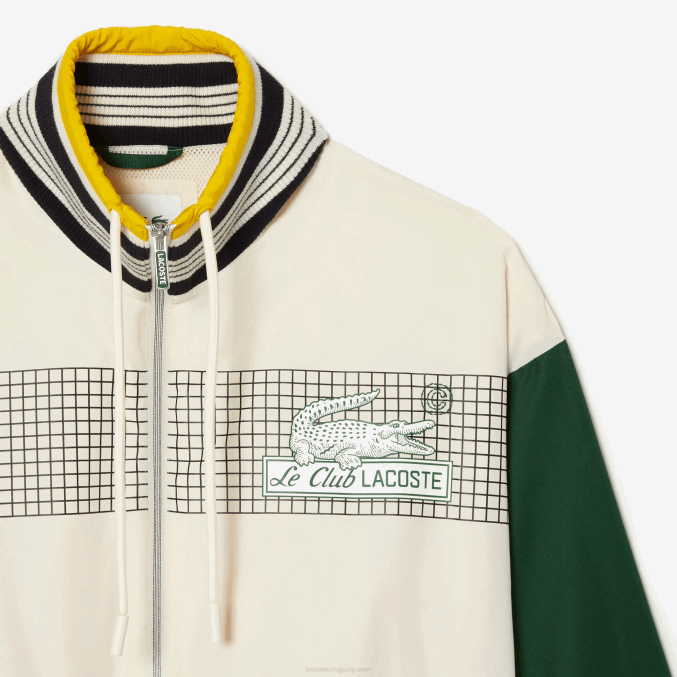 blanco verde pt2 VVL0A391 hombres Lacoste chaqueta deportiva de poliéster reciclado