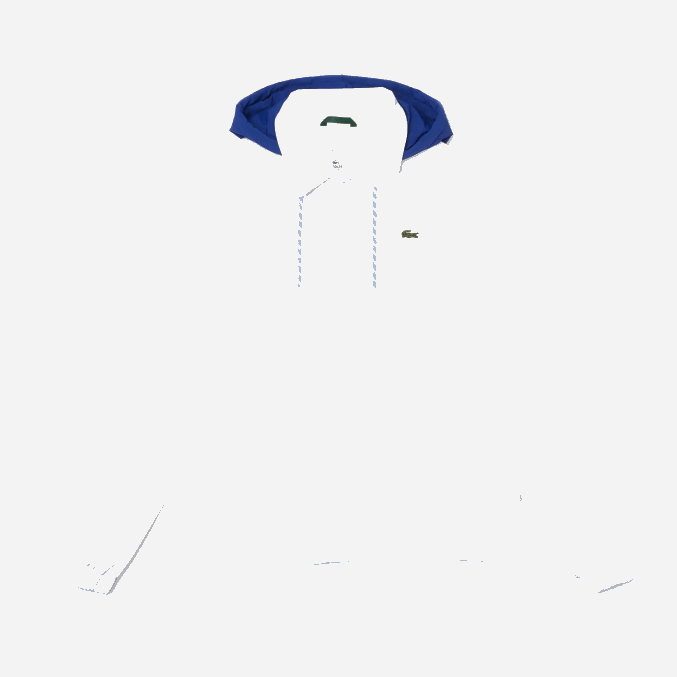 eme blanco azul VVL0A1316 hombres Lacoste chamarra con botones y capucha en contraste
