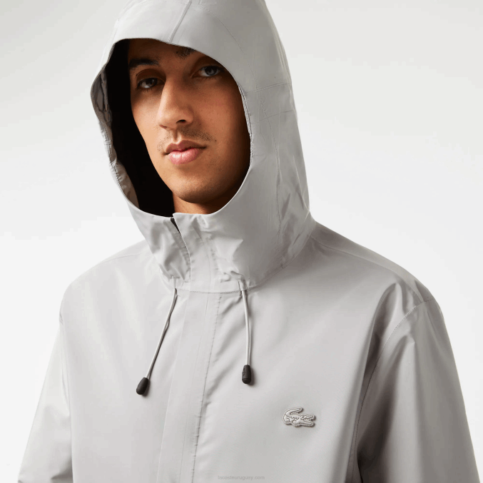 kzw gris VVL0A387 hombres Lacoste chamarra deportiva corta impermeable