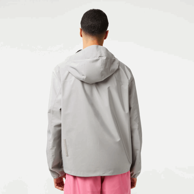 kzw gris VVL0A387 hombres Lacoste chamarra deportiva corta impermeable