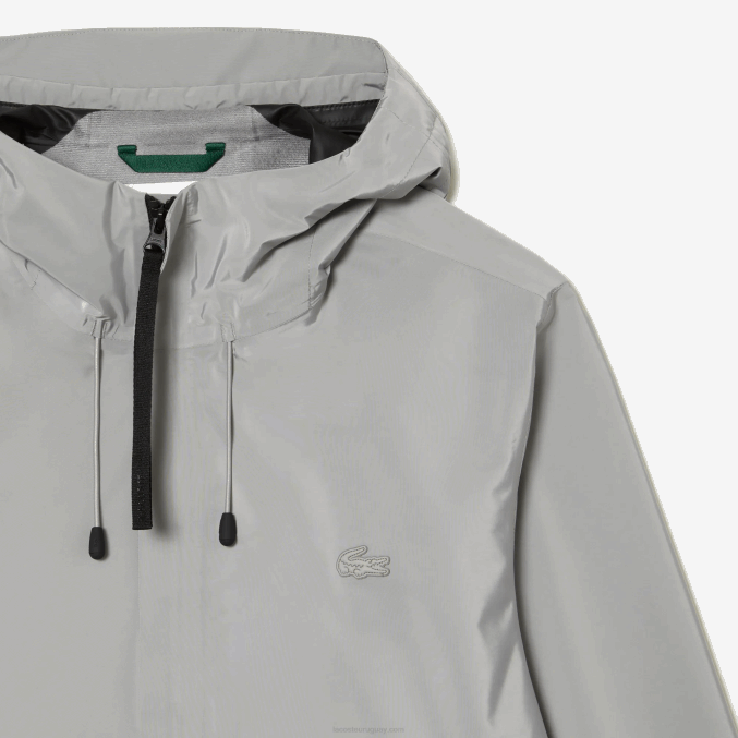 kzw gris VVL0A387 hombres Lacoste chamarra deportiva corta impermeable