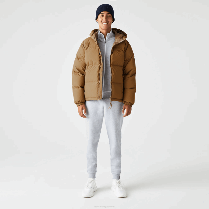 marrón z0w VVL0A1231 hombres Lacoste chamarra acolchada repelente al agua