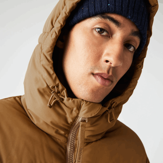 marrón z0w VVL0A1231 hombres Lacoste chamarra acolchada repelente al agua