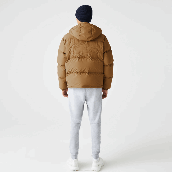 marrón z0w VVL0A1231 hombres Lacoste chamarra acolchada repelente al agua