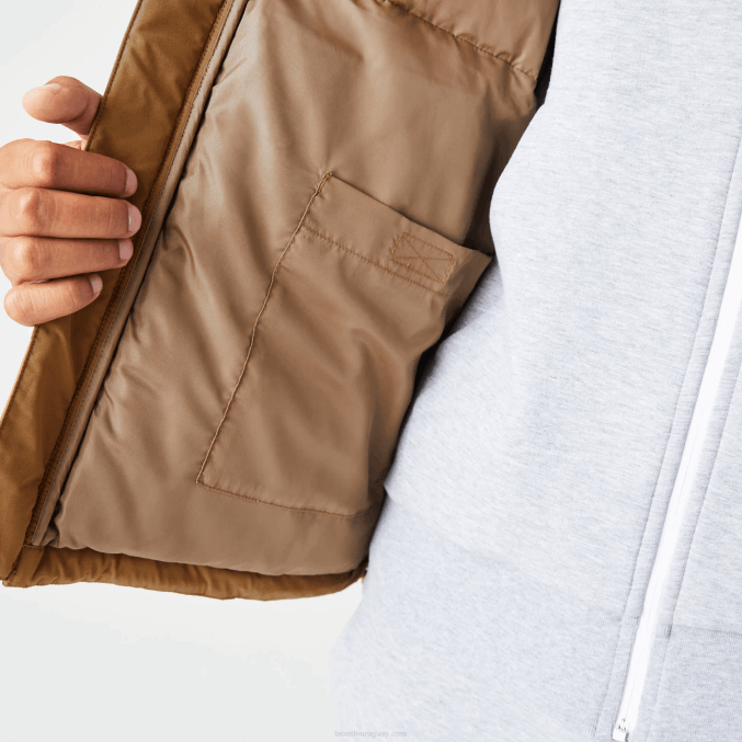 marrón z0w VVL0A1231 hombres Lacoste chamarra acolchada repelente al agua