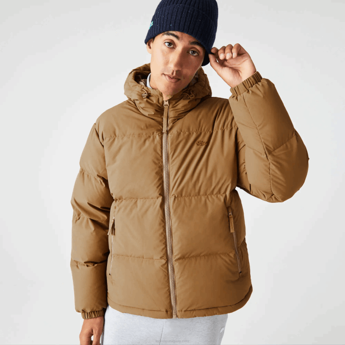 marrón z0w VVL0A1231 hombres Lacoste chamarra acolchada repelente al agua