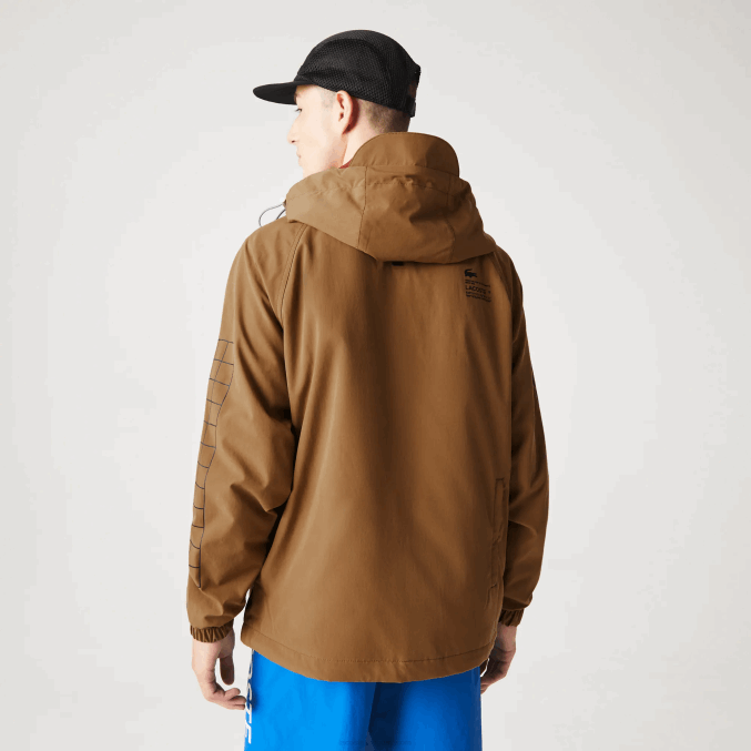 marrón z0w VVL0A1293 hombres Lacoste chaqueta de sarga con logo