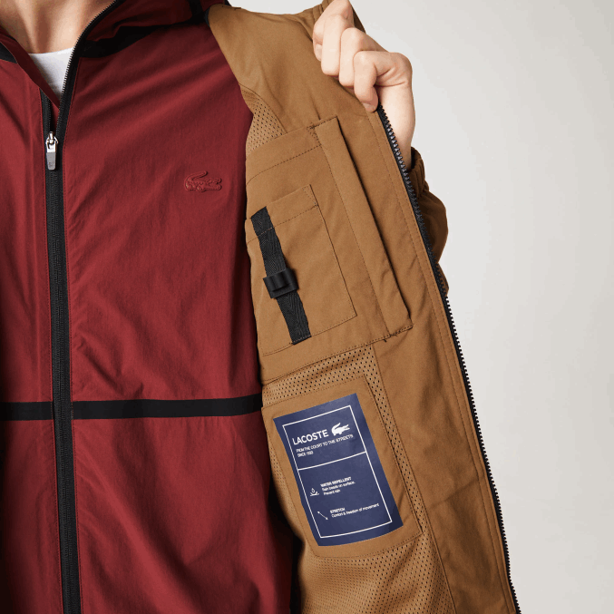 marrón z0w VVL0A1293 hombres Lacoste chaqueta de sarga con logo