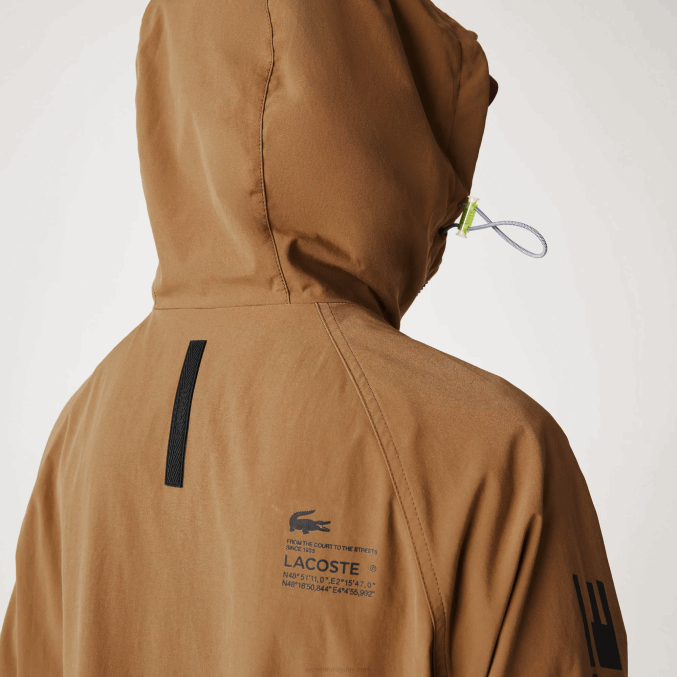 marrón z0w VVL0A1293 hombres Lacoste chaqueta de sarga con logo