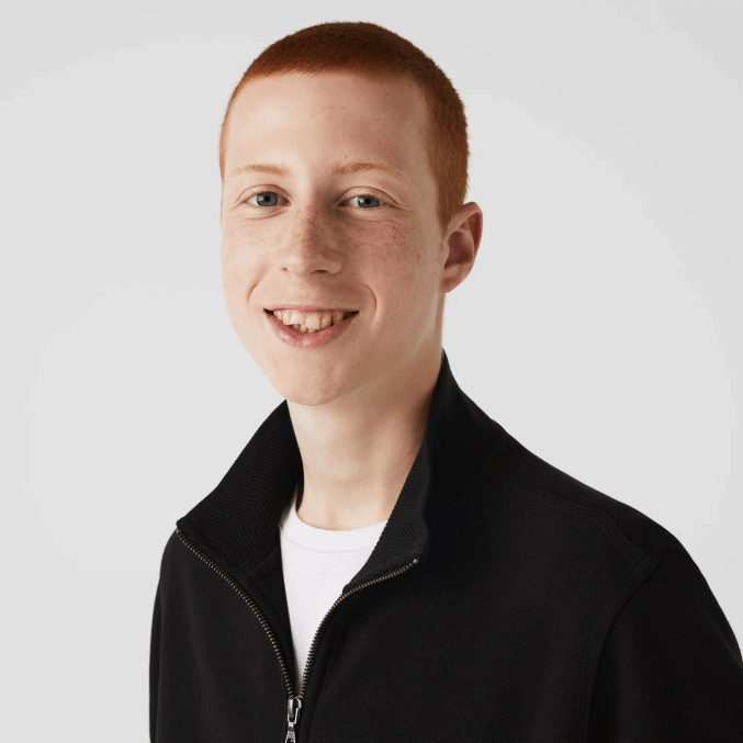 negro 031 VVL0A1034 hombres Lacoste chamarra polar de piqué con cuello alto y cremallera